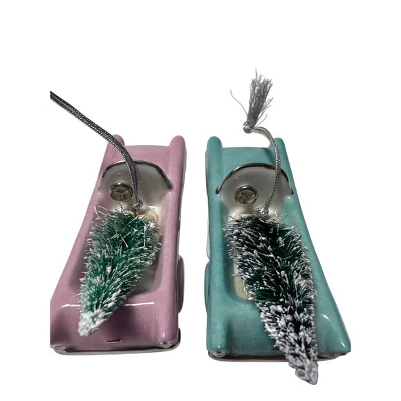 Lenox Retro Cars Ornament Set Of 2 4-Inch Ceramic Holiday Decorations - Picture 9 of 13